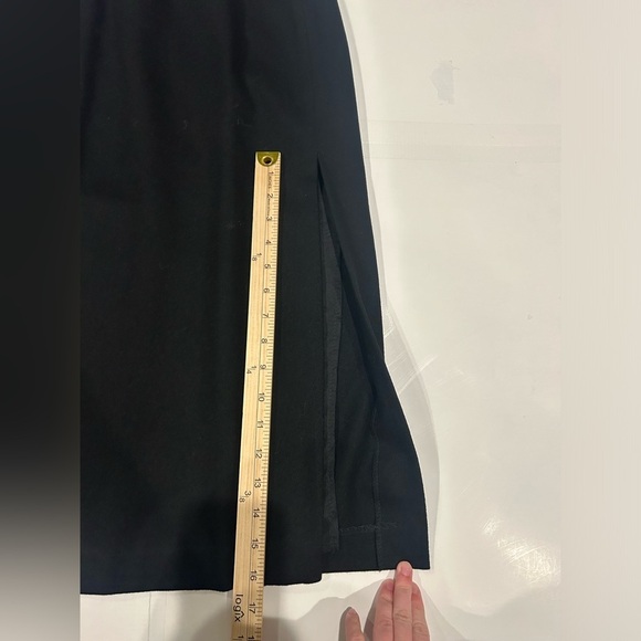 Isaac Hazan Midi Skirt Wool Women’s 10 Black Side Slit Zipper Button - Picture 12 of 12